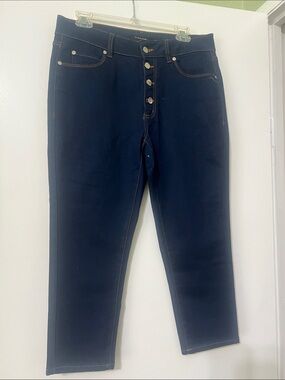 Tahari dark  Button-Fly cropped Jeans